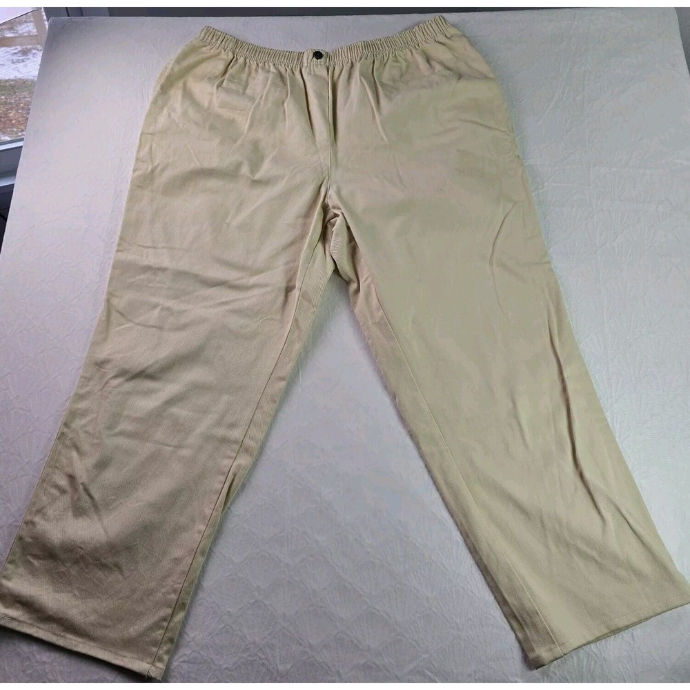 Woman Within Pants Women 26W Tall Tan Elastic Waist Straight Leg Twill